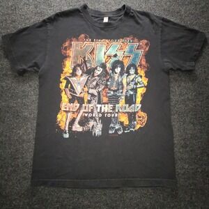 KISS End of the Road Tour T-Shirt Medium Black 100% Cotton Rock Band Tee Concert